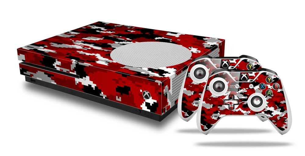 Skin XBOX One S Console Controller WraptorCamo Digital Camo Red