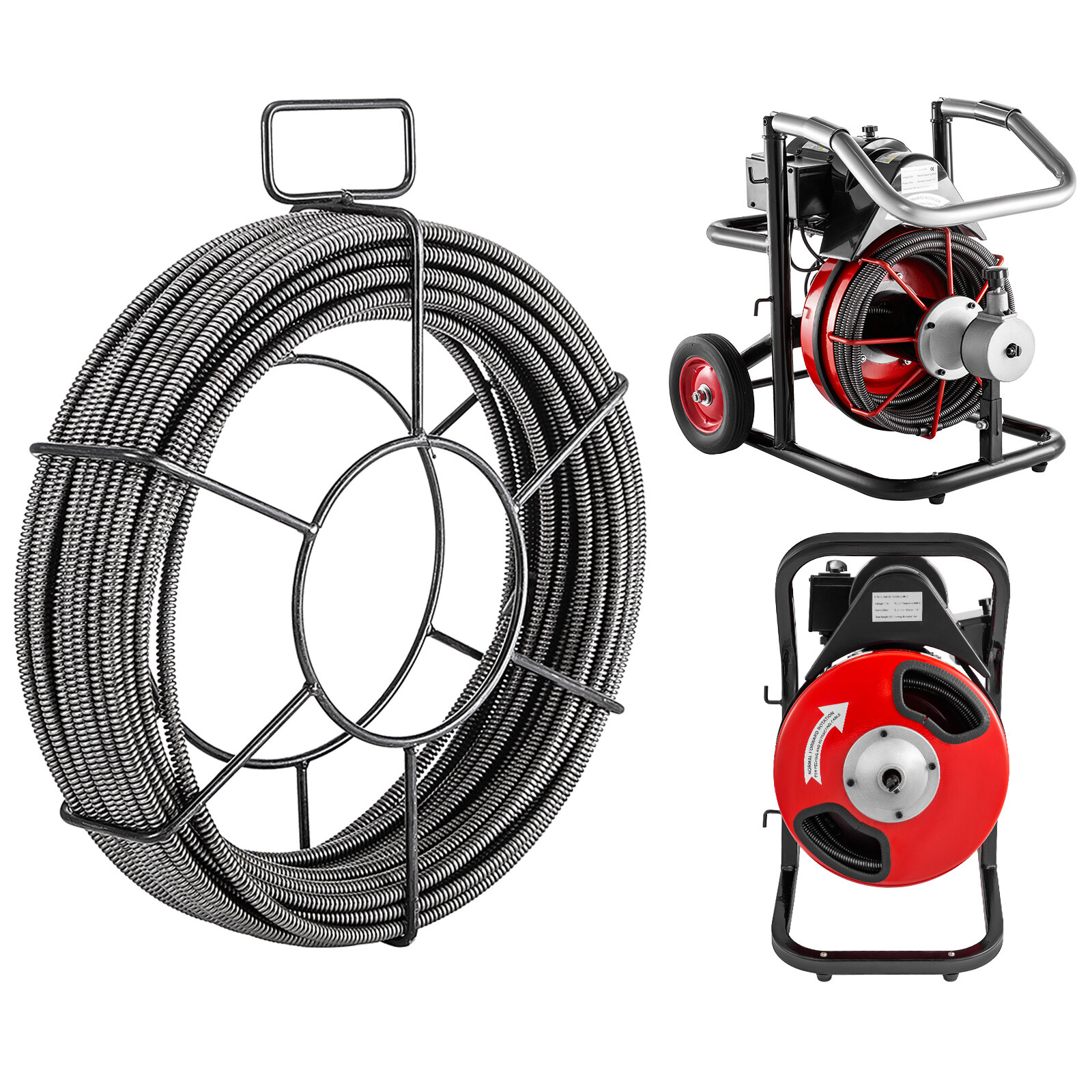VEVOR 100Ft Drain Cable Sewer Cable 1/2In Drain Cleaning Cable Auger Snake Pipe