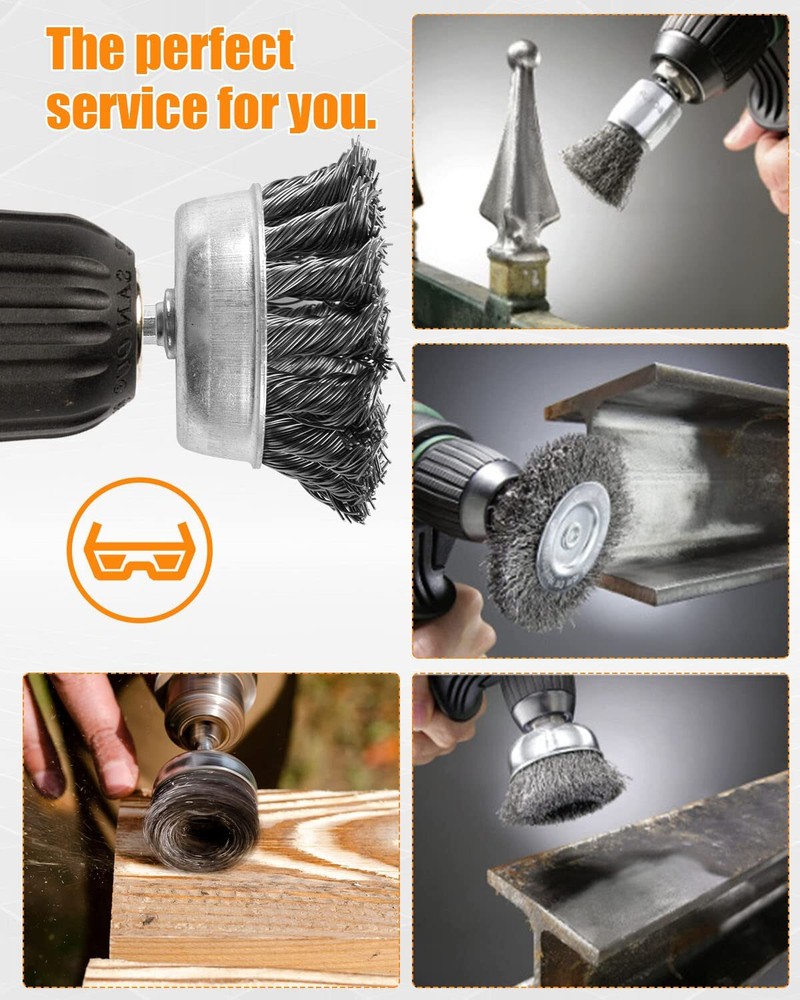 Heavy-Duty Drill Wire Brush Set - Removes Rust Paint & Grime 5 PCS