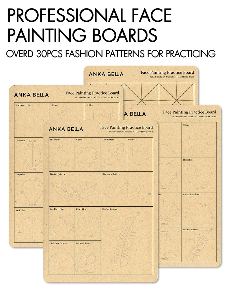 Reusable Face Paint Practice Board 7Pcs Painting Sheet with Various Patterns One