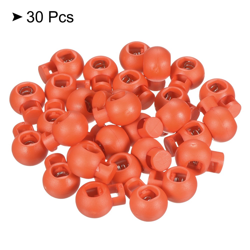 Cord Locks, 30 Pack Ball Spring Toggle Stopper, Orange Red