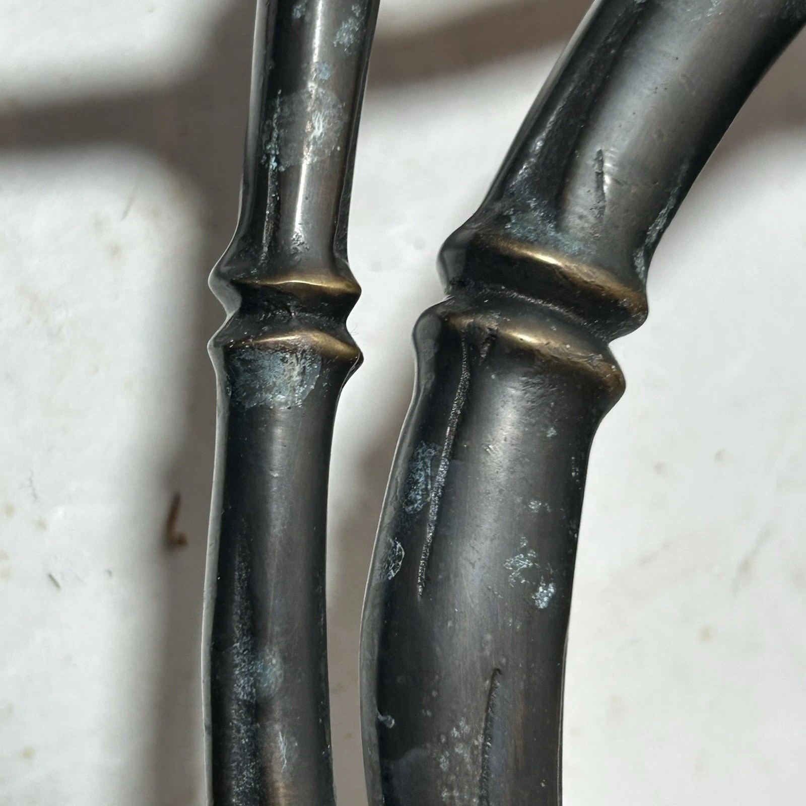 PAIR Vintage Decorative Arts Inc HUGE 31.75” Bronze / Brass Bamboo Wall Sconces