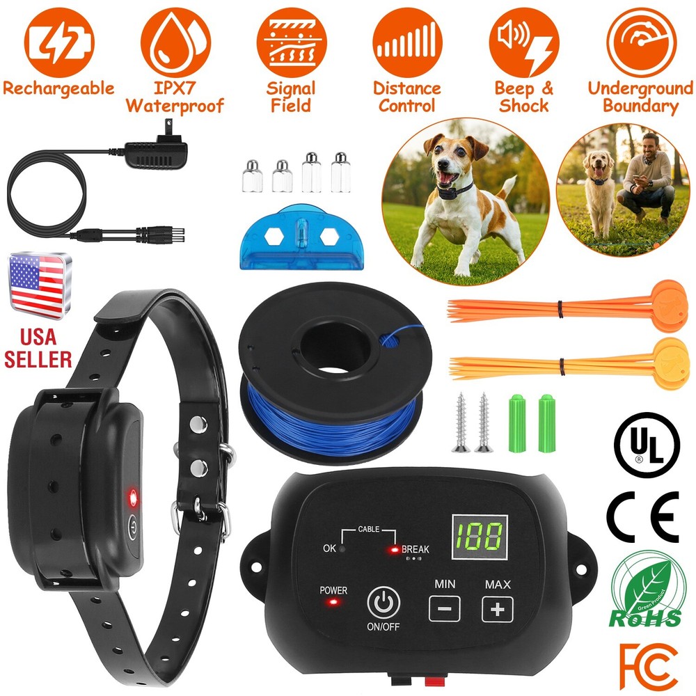 Wireless Dog Fence System w/ 2 Effective Training Modes -Adjustable Fence