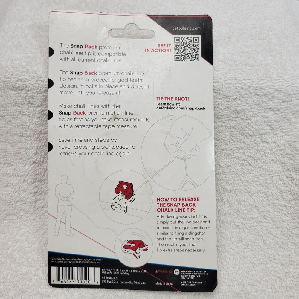 Snap Back Releasable Chalk Line Tip CET101 Contractor Engineered Locks In Place