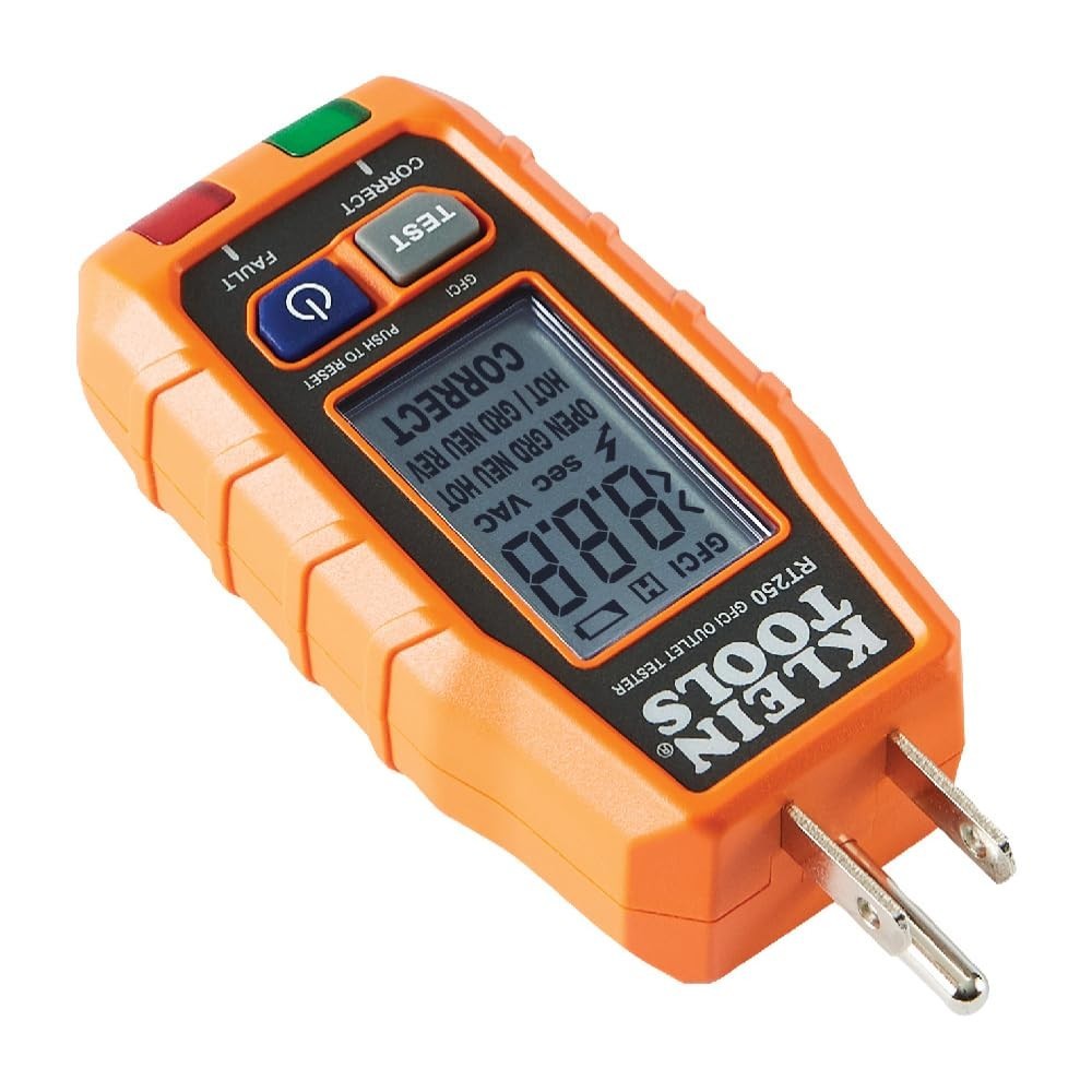 LCD GFCI Outlet Tester with Trip Time Display - Reliable Electrical Testing Tool