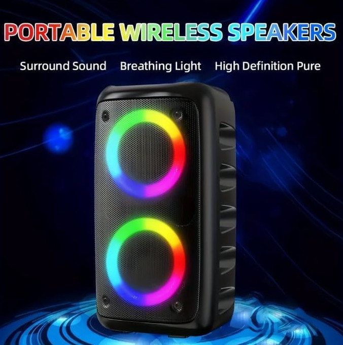 Portable Bluetooth Karaoke Machine, 1 Bluetooth Microphone/Speaker with Lights