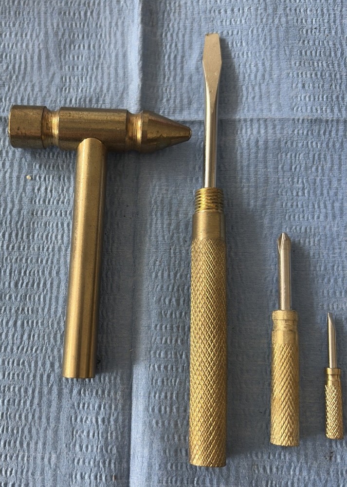 Vintage Brass Hammer And Screwdriver Nesting Combo