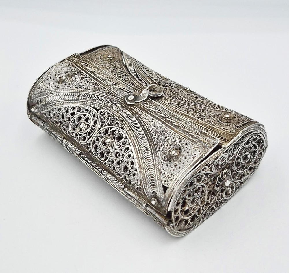 19TH CENTURY CONTINENTAL SOLID SILVER FILIGREE PURSE / BOX