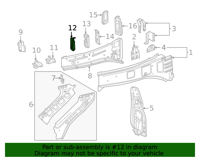 Genuine Passenger Side Front Compartment Front Side Rail Reinforcement 84543106