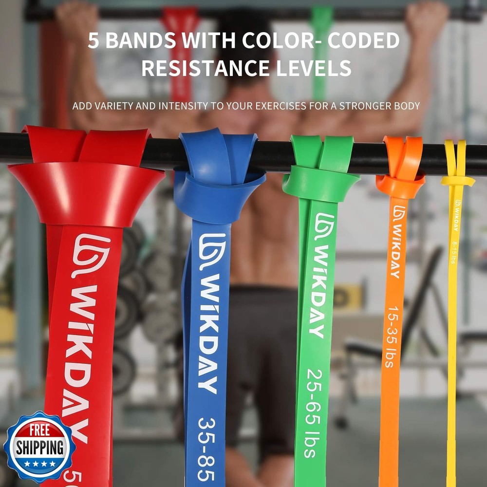 WIKDAY Resistance Bands, Pull Up Bands, Workout Bands for Exercis
