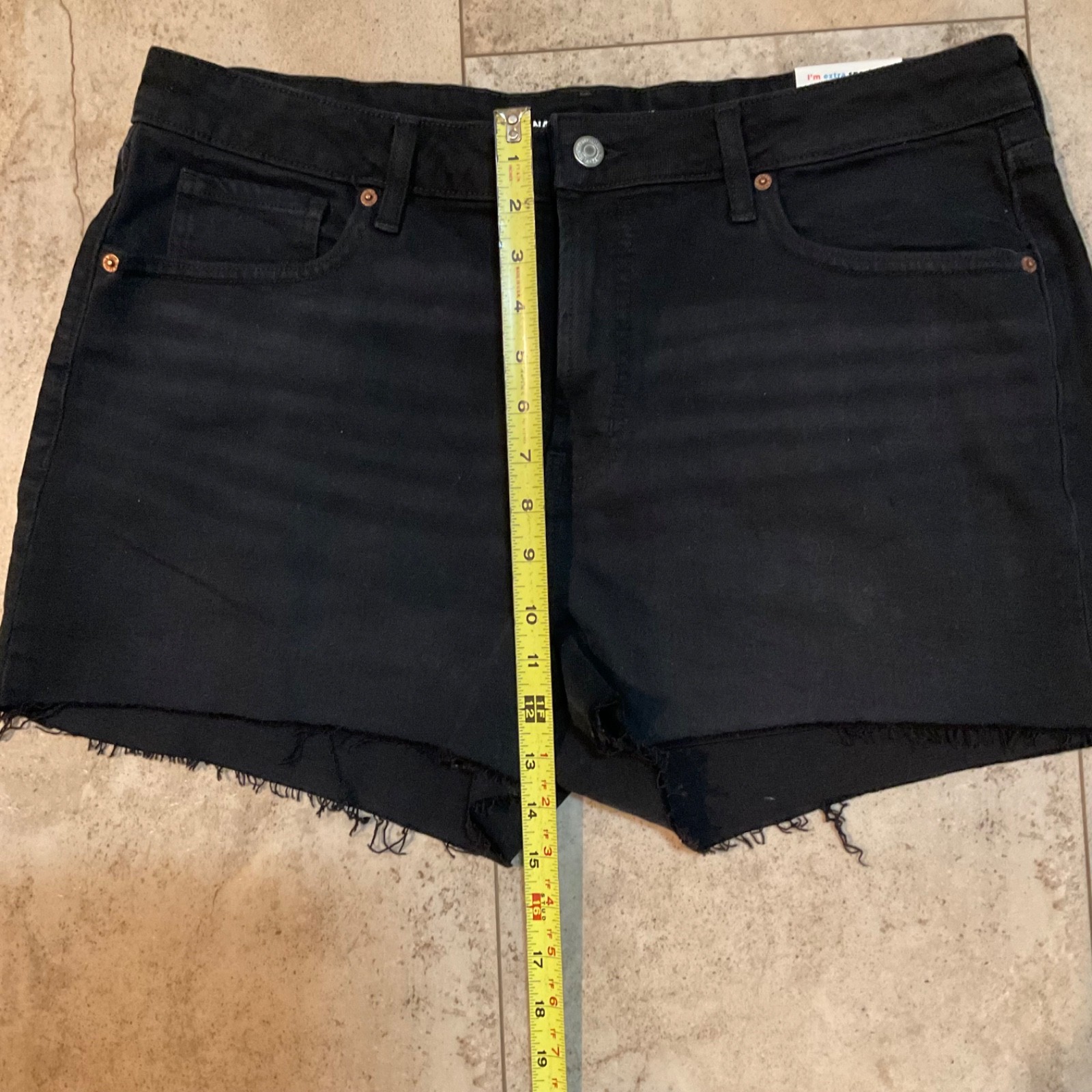 Old Navy High-Rise OG Straight Black Jean Shorts Women’s Sz 16 Raw Hems NWT