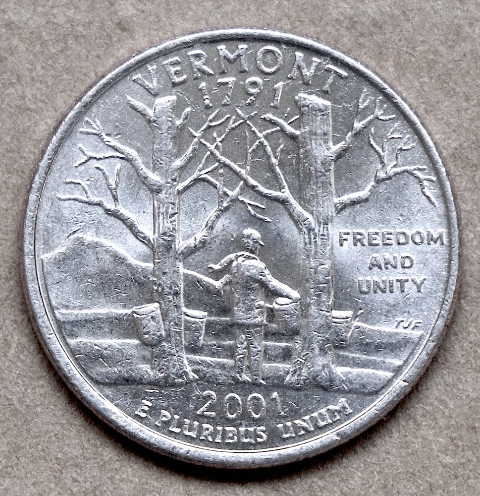 2001 P Vermont State Quarter, ciculated