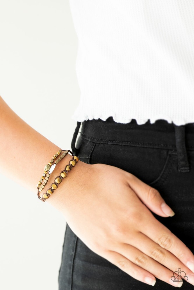 Paparazzi Bracelet - Trendy Tourist- Brass- Urban Style Pull String Pull Tie