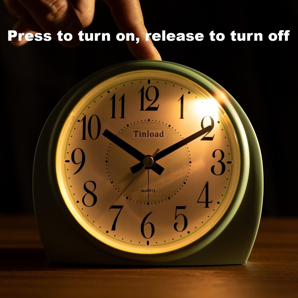5.5" Extra Large Analog Alarm Clock Silent Gentle Wake Increasing Volume