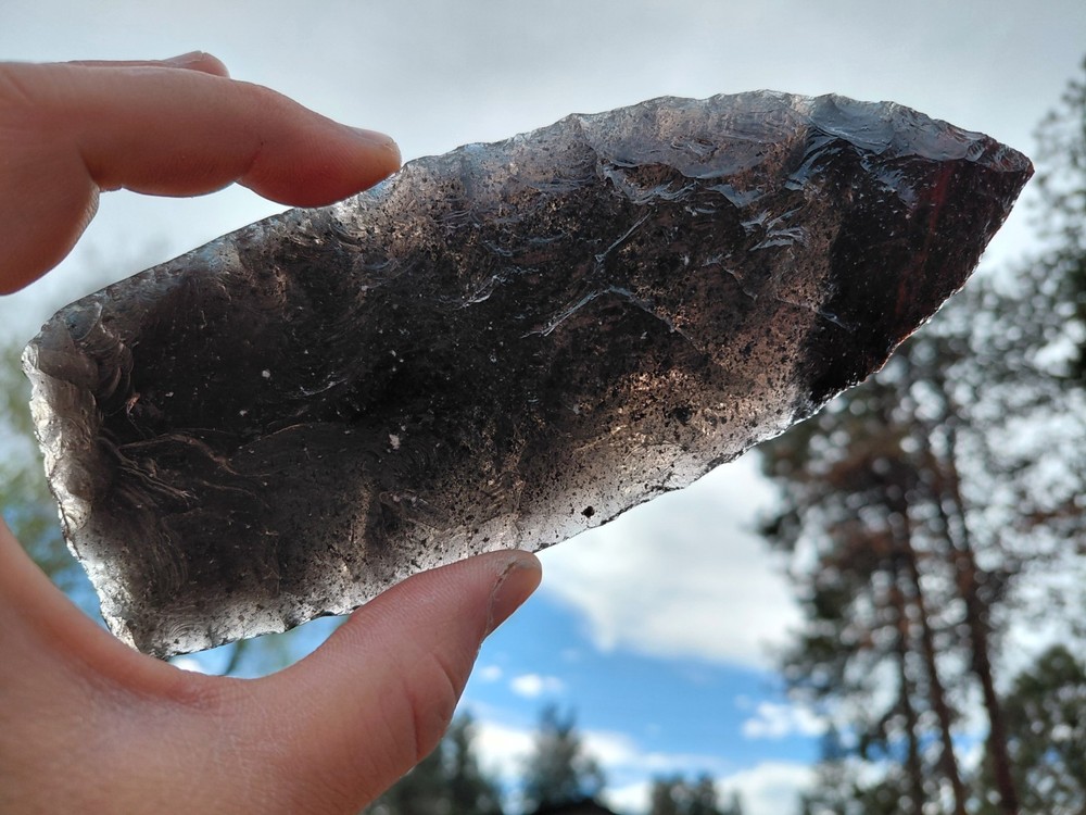 Two 7 Inch Obsidian Blades. Flintknapping, Arrowheads