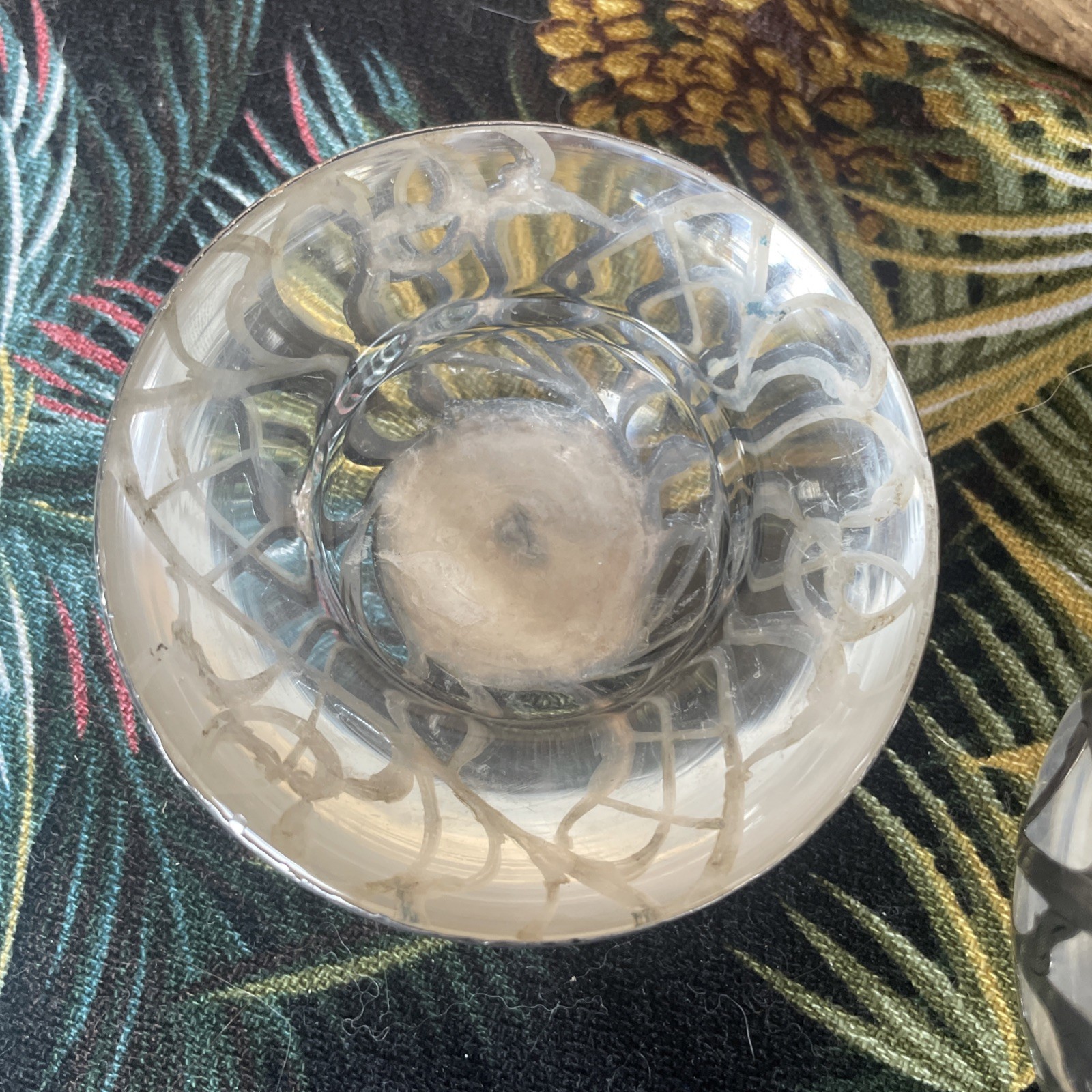 Antique Sterling Silver Overlay Glass Globe Art Nouveau Inkwell