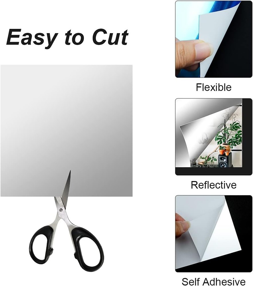 Fantasyon 10 Pieces Flexible Mirror Sheets, Self Adhesive Decorative Plastic