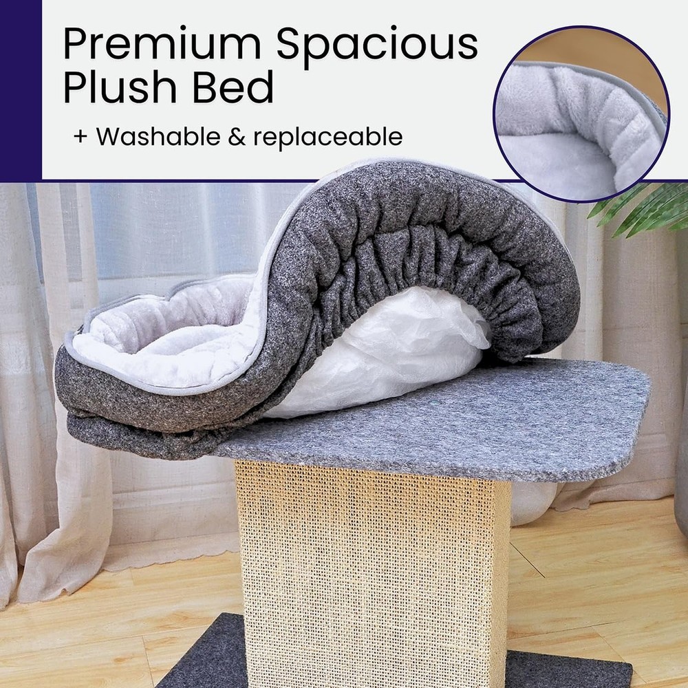 Catry Mellow 2-Level 19" Cat Tree with Large Washable Replaceable Bed, Big Si...