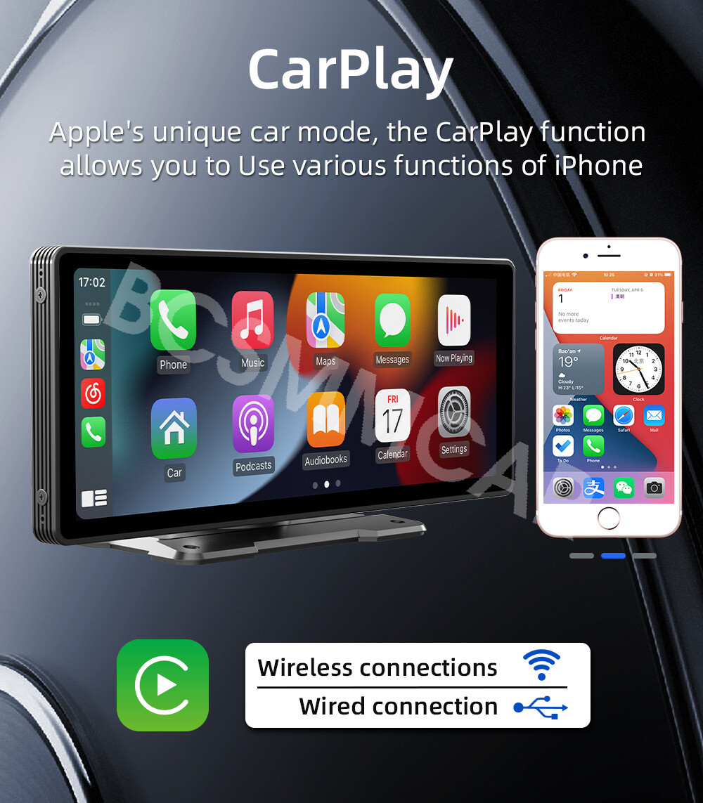Portable Car Radio Multimedia Player 9.3in For Apple Carplay BT/FM Mirror Link