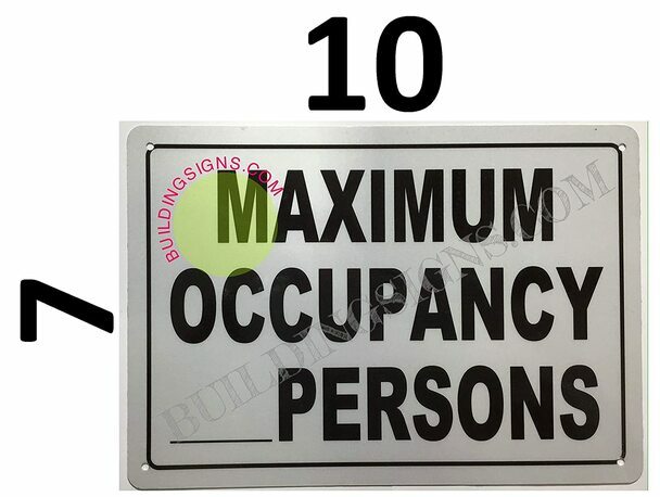 Maximum Occupancy Sign (Reflective !!, Aluminum-Rust Free, White,-REF24-1027