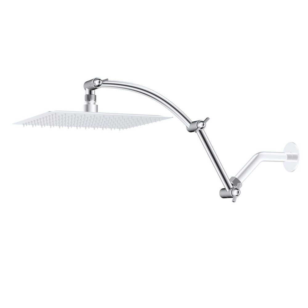 All Metal 16'' Shower Head Extension Arm Solid Brass Angle Adjustable Shower Arm