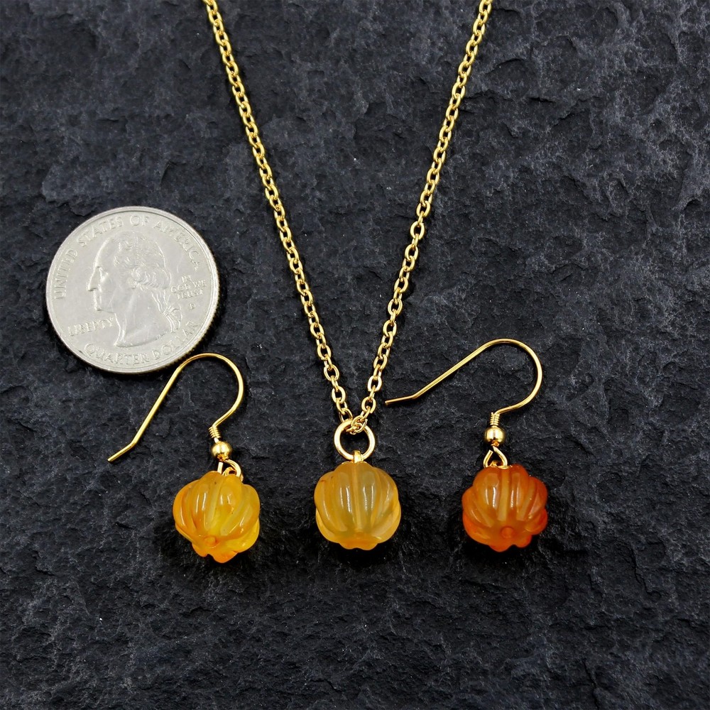 Mini Multiple Colors Pumpkin Delicate Funny Chain Dangle Necklace Simple Drop...