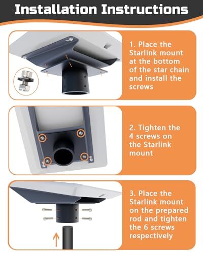 Starlink Flat High Performance Pipe Adapter, Beciety Starlink Mounting Kit