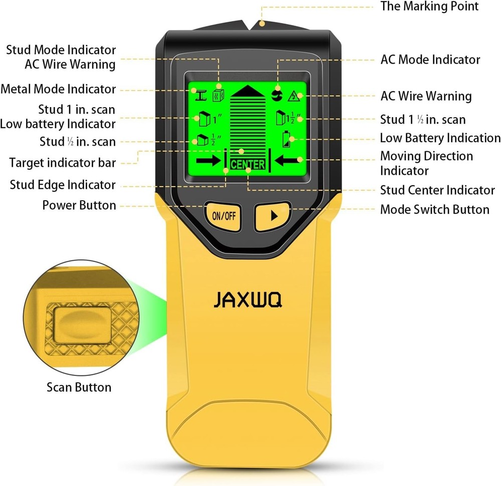 5-in-1 Stud Finder Wall Scanner with HD LCD Display - Precise Detection Tool