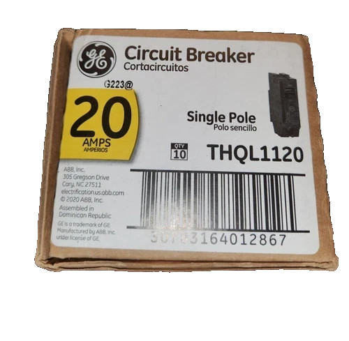 New - 10 Pack GE THQL1120a 20A 20 Amp Single Pole Circuit Breakers