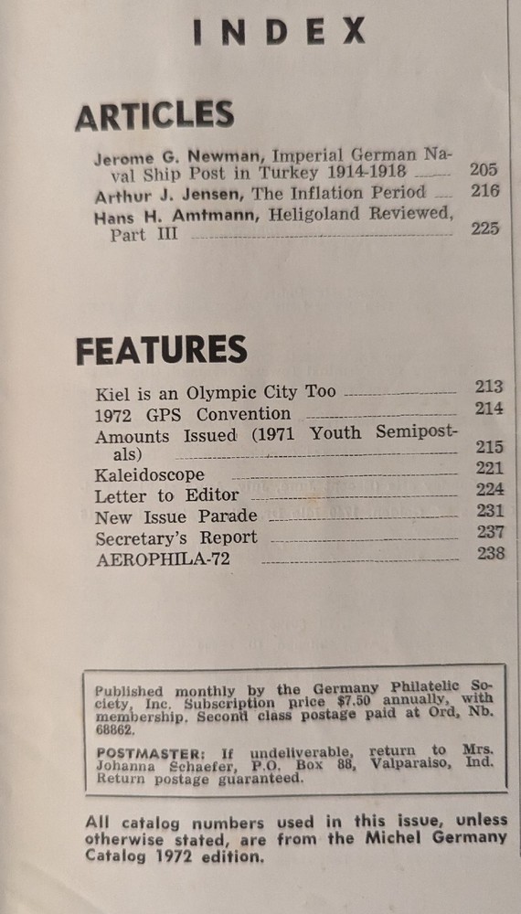 German Postal Specialist Jun 1972 1972 Olympic Semipostals Inflation Period