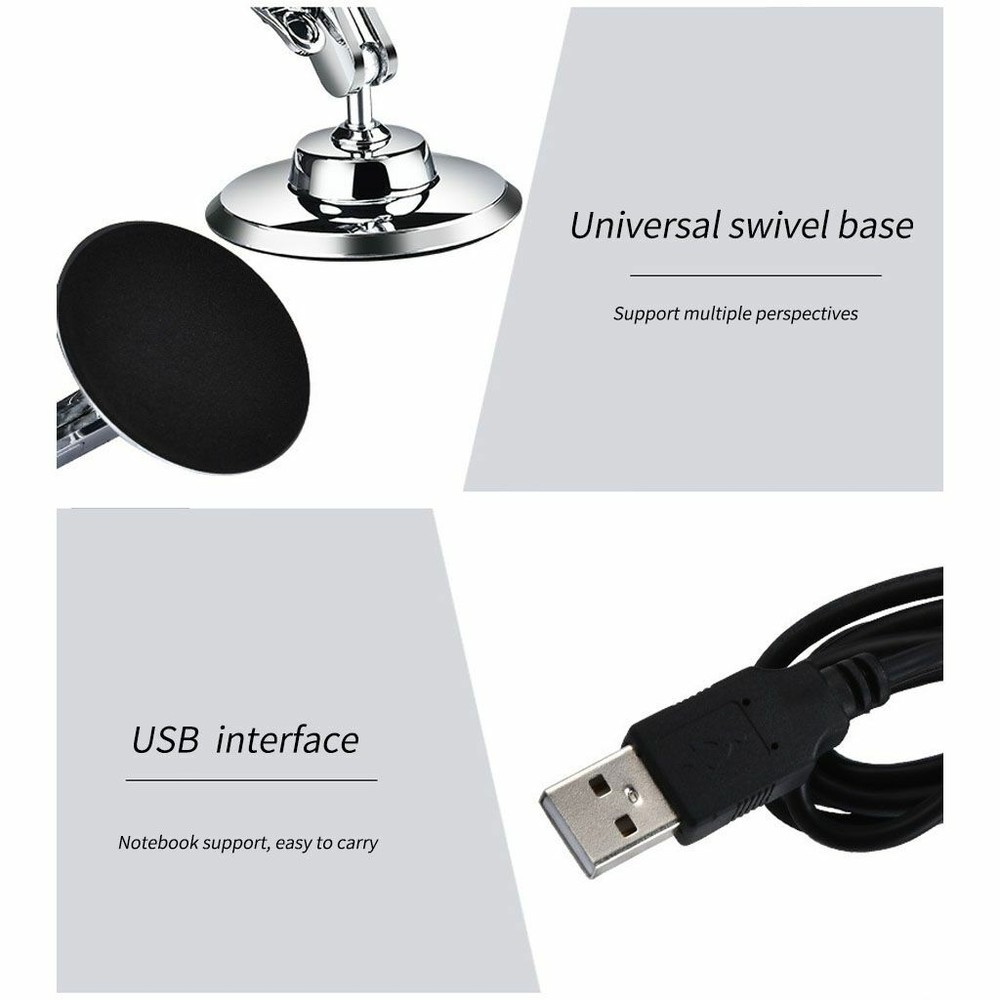 8 LED 1000X 3MP USB Digital Microscope Endoscope Magnifier Camera w/ Stand Black