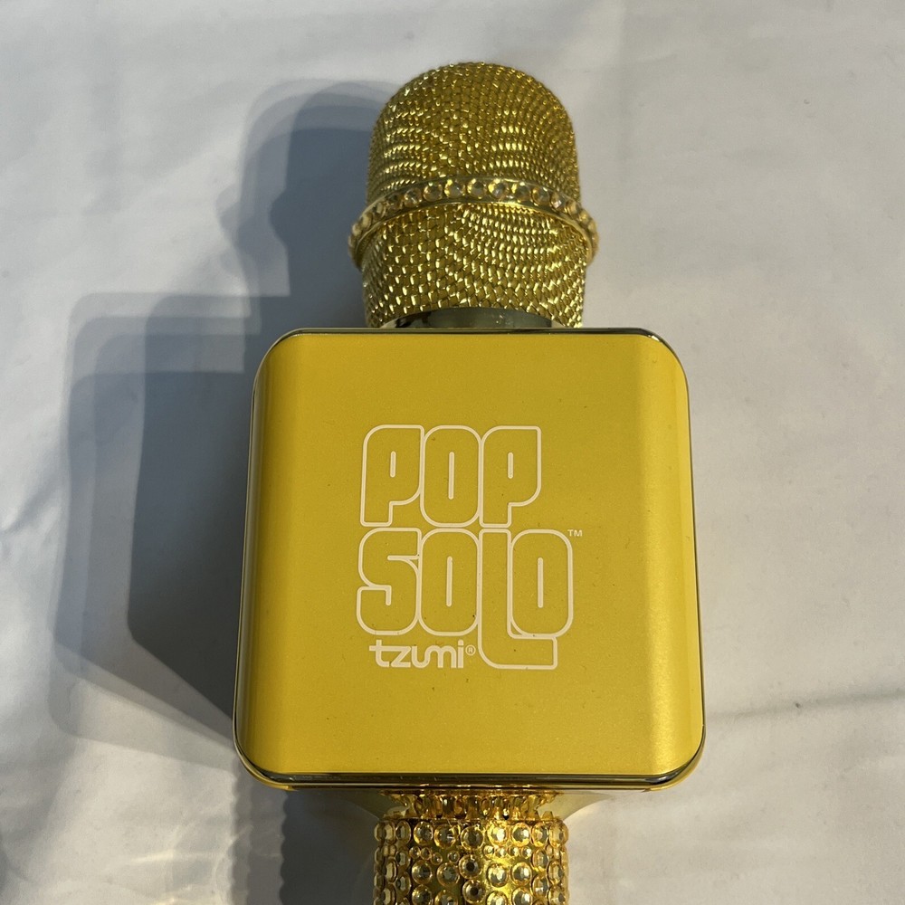 Pop Solo Wireless Bluetooth Karaoke Microphone & Speaker Gold Sparkle