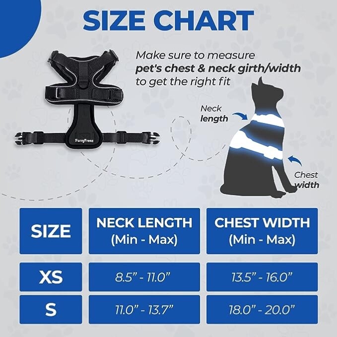 FurryFrenz Cat Harness and Leashet for Walking | Breathable Sz: S Black
