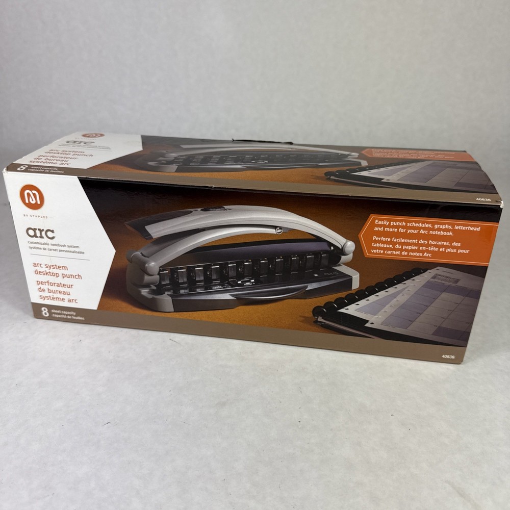 Staples Arc System 11-Hole Desktop Punch, 8-Sheet Capacity, Model 40836 EUC