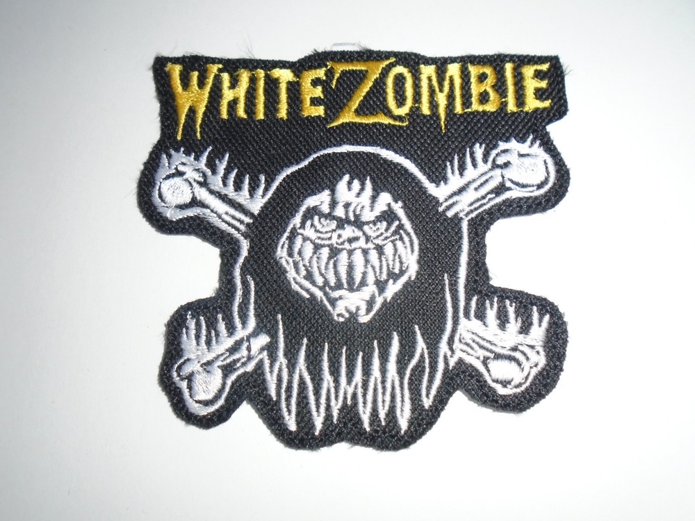WHITE ZOMBIE IRON ON EMBROIDERED PATCH
