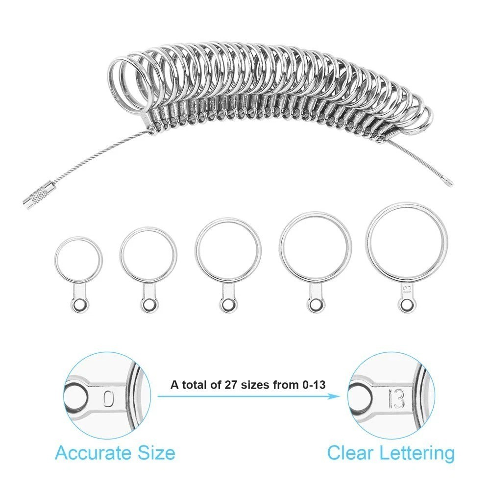 Ring Sizer Measuring Tool, 27 PCS Ring Measurement Tool, US Ring Size 0-13 w...