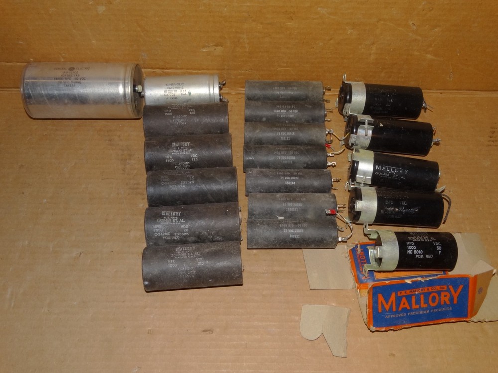 19 x Vintage Mallory-Sprague-GE Etc... Large Capacitor Pulls