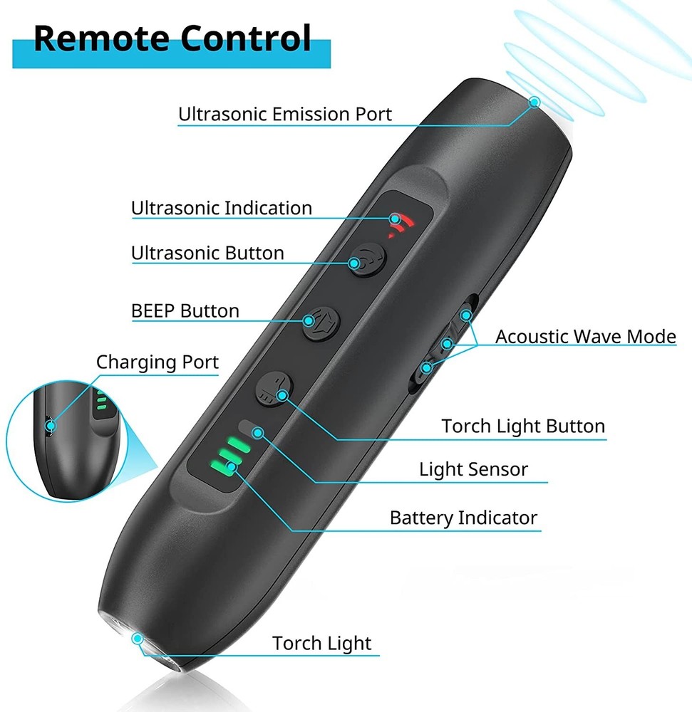 LED Ultrasonic Dog Trainer Barking Control Device Pet Repeller Training Tool