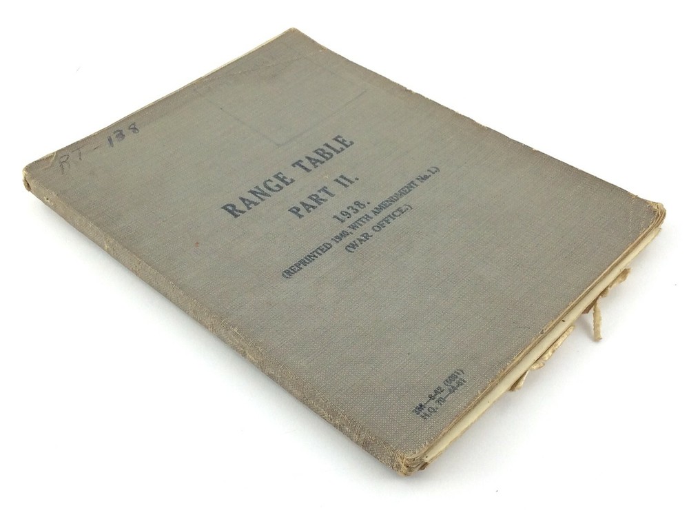 Range Table Part II Ware Office Reprinted in Canada 1941 Guide Manual U097