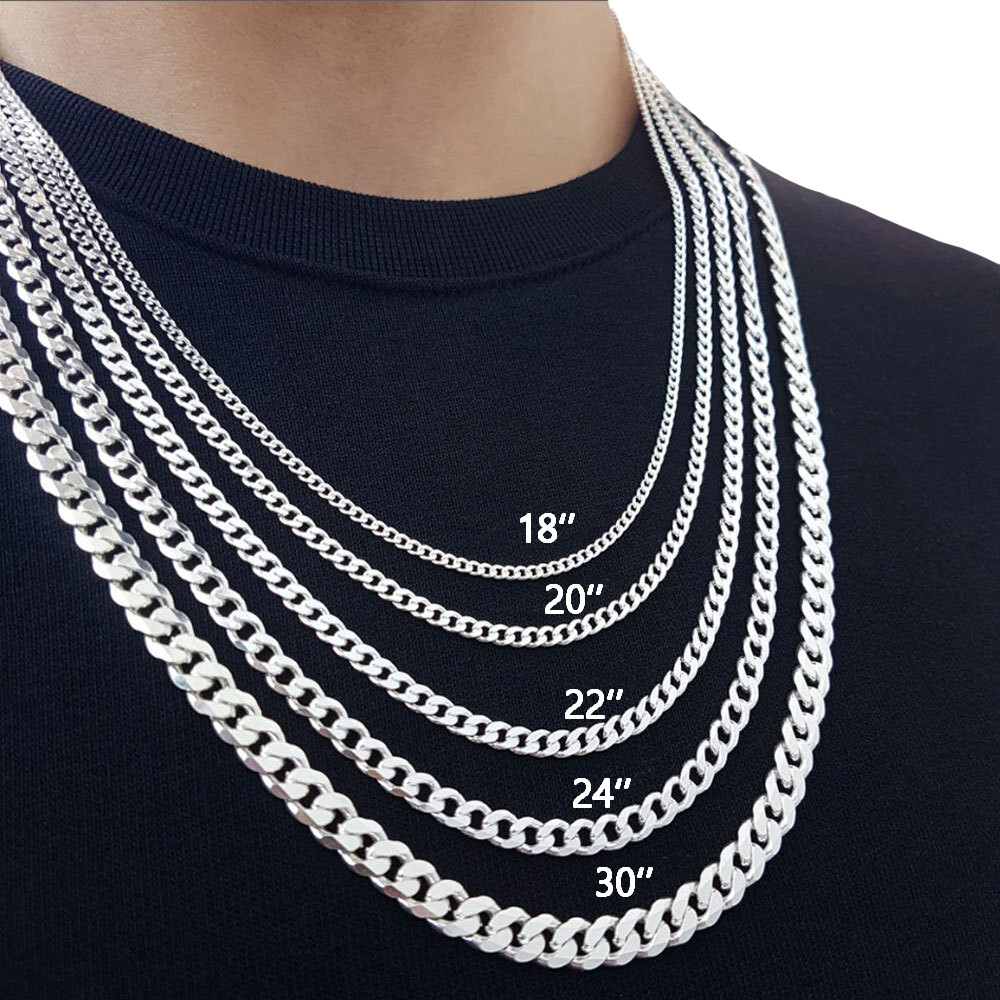 16-30" Stainless Steel Silver Chain Cuban Curb Necklace 3/5/7/9/11mm Womens Mens