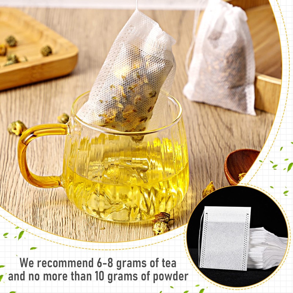 1000 Pcs Disposable Tea Bags Bulk for Loose Leaf Tea Drawstring Empty Coffee ...