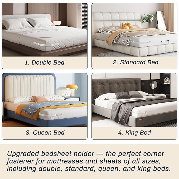Lock Bed Sheet Holders for Corners - Keep Sheets Tight & Secure on All Bed Types