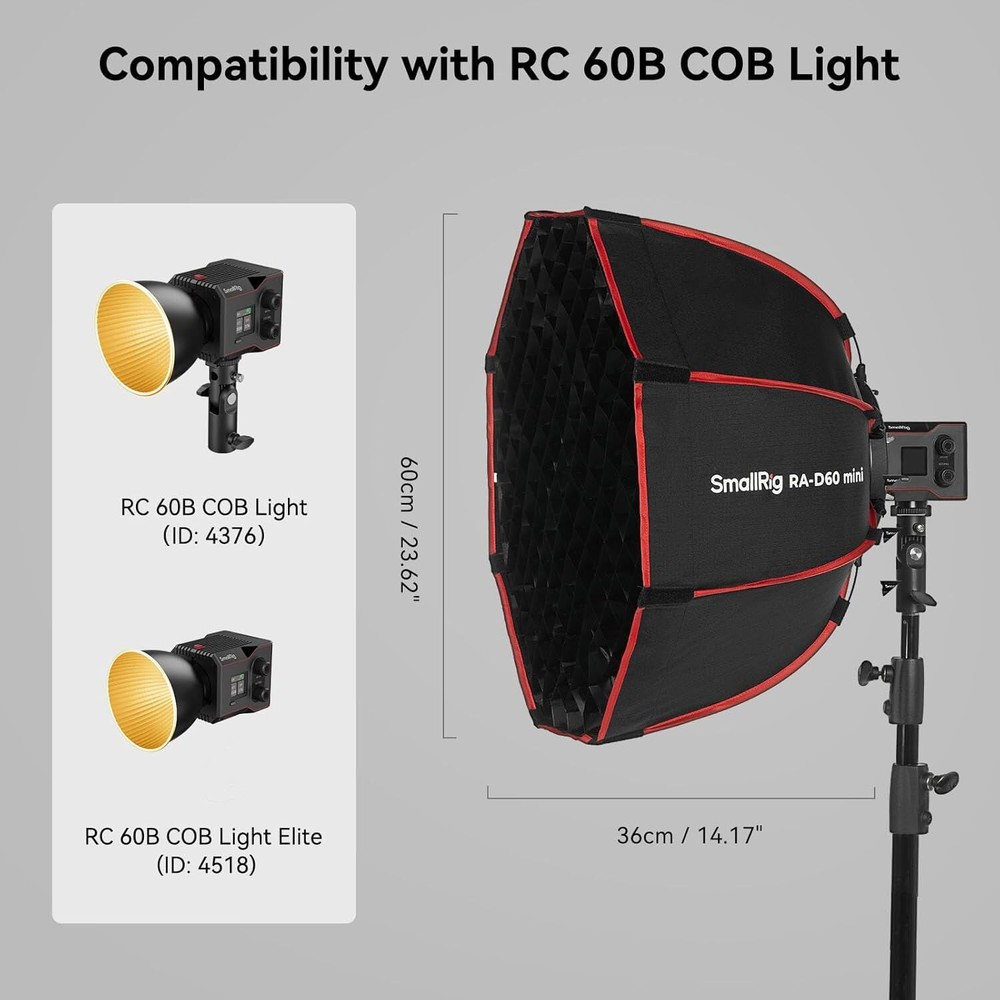 SmallRig RA-D60 Parabolic Softbox,23.6"Quick Release Softbox for 60B Video Light