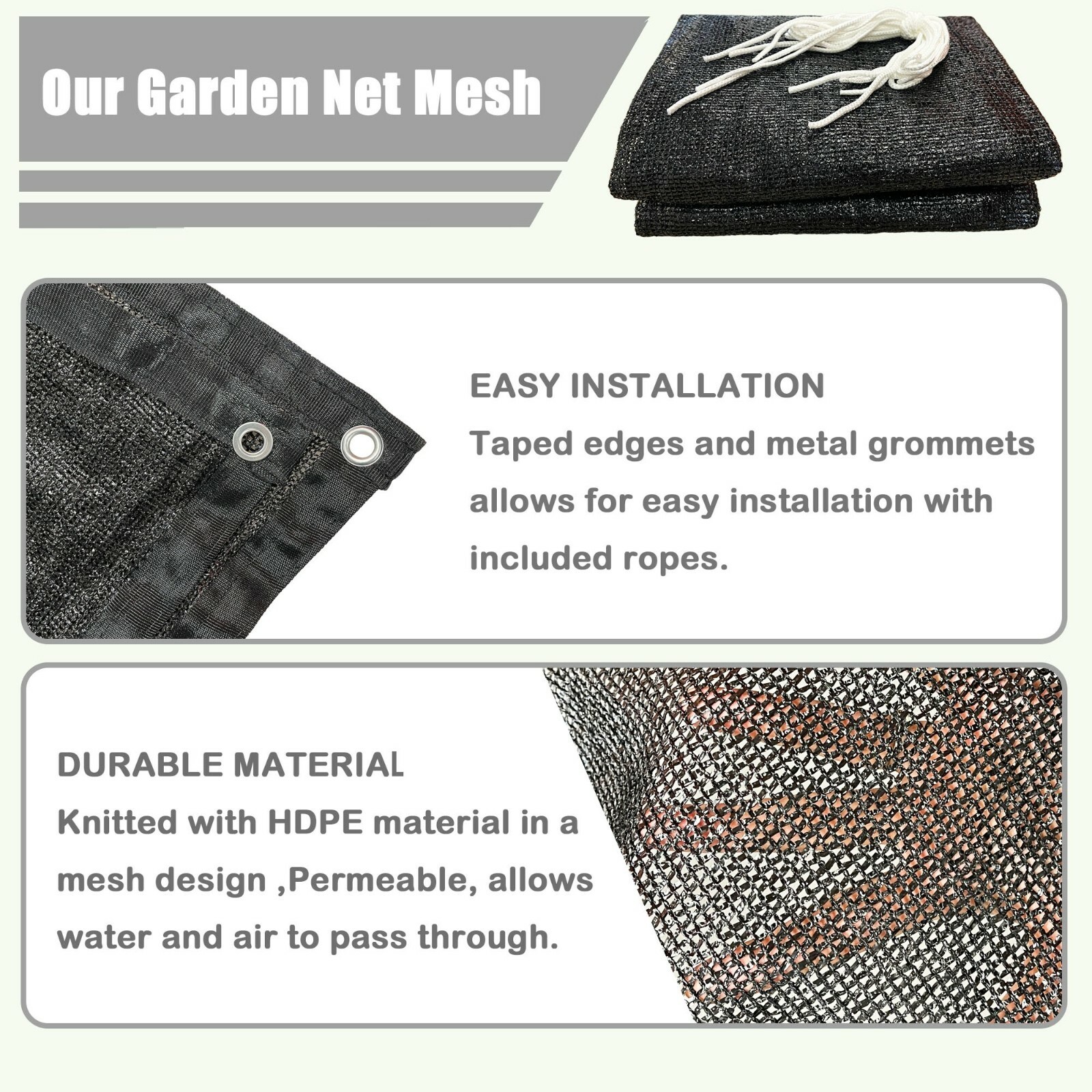 40% UV Block Shade Cloth w/ Grommet Sun Blackout for Plant Cover Greenhouse Barn