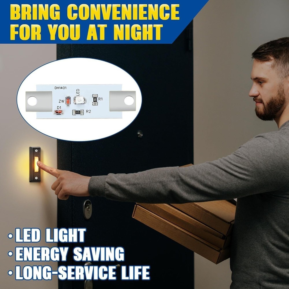 Lighted Doorbell Button Wired Replacement for Most Low-Voltage Systems Black ...