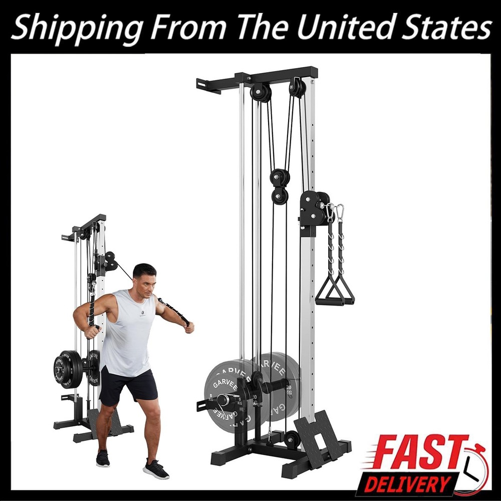 Wall Mount Cable Machine, Adjustable Dual Pulley Cable Crossover Machine Workout