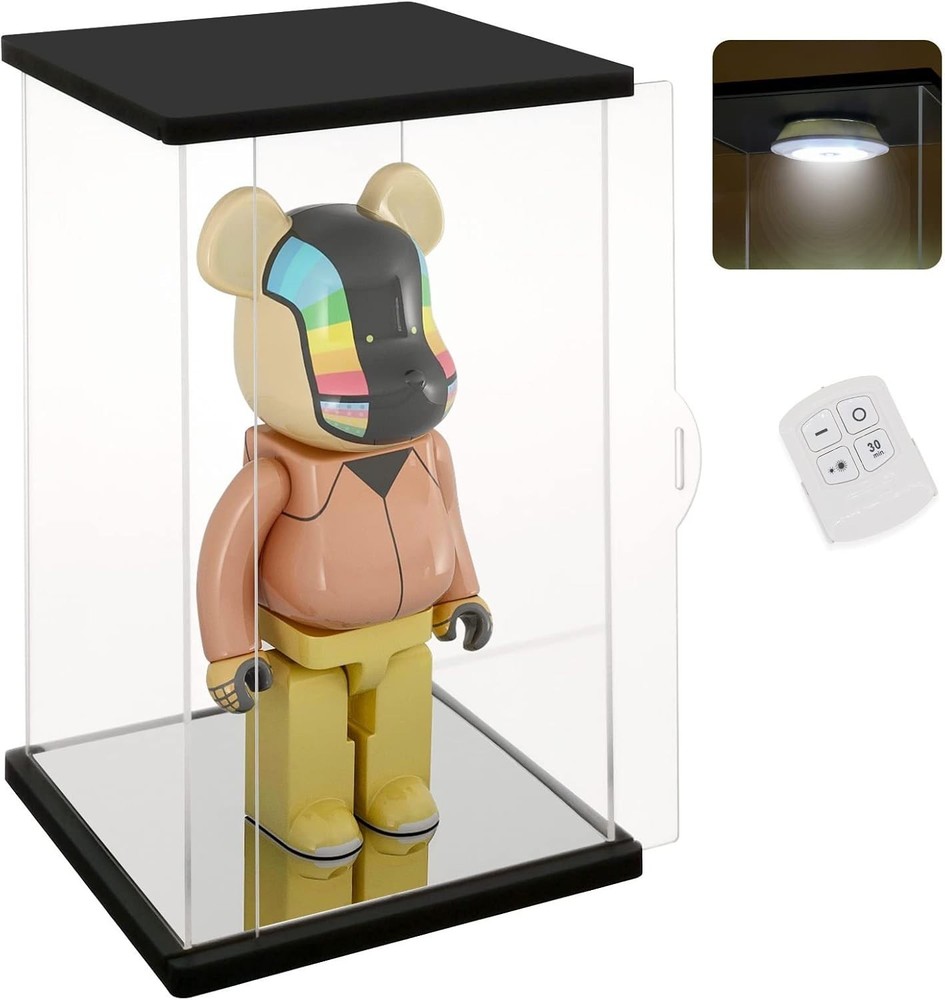 Clear Acrylic Display Case with Remote Control Light for 400% Bearbrick, Dust...