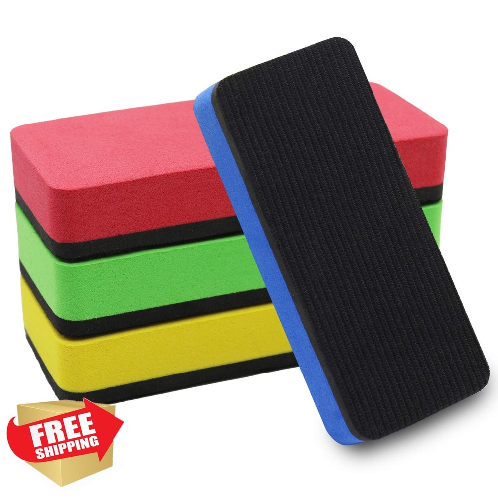 OWLKELA Magnetic Dry Erase Erasers, Assorted, 4 Pack
