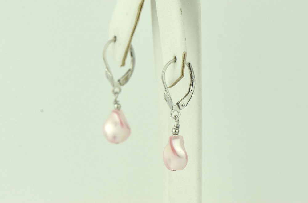 Sterling Silver Pearl Crystallized Crystal dangle drop earrings