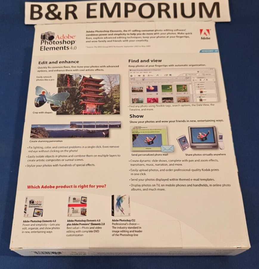 Adobe Photoshop Elements 4.0 (2005 Adobe Systems) - Used CD-ROM + 206-page book